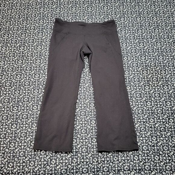 Athleta Black Cropped Slit Athletic Gym Workout Running Yoga Casual Pants  - Picture 1 of 8